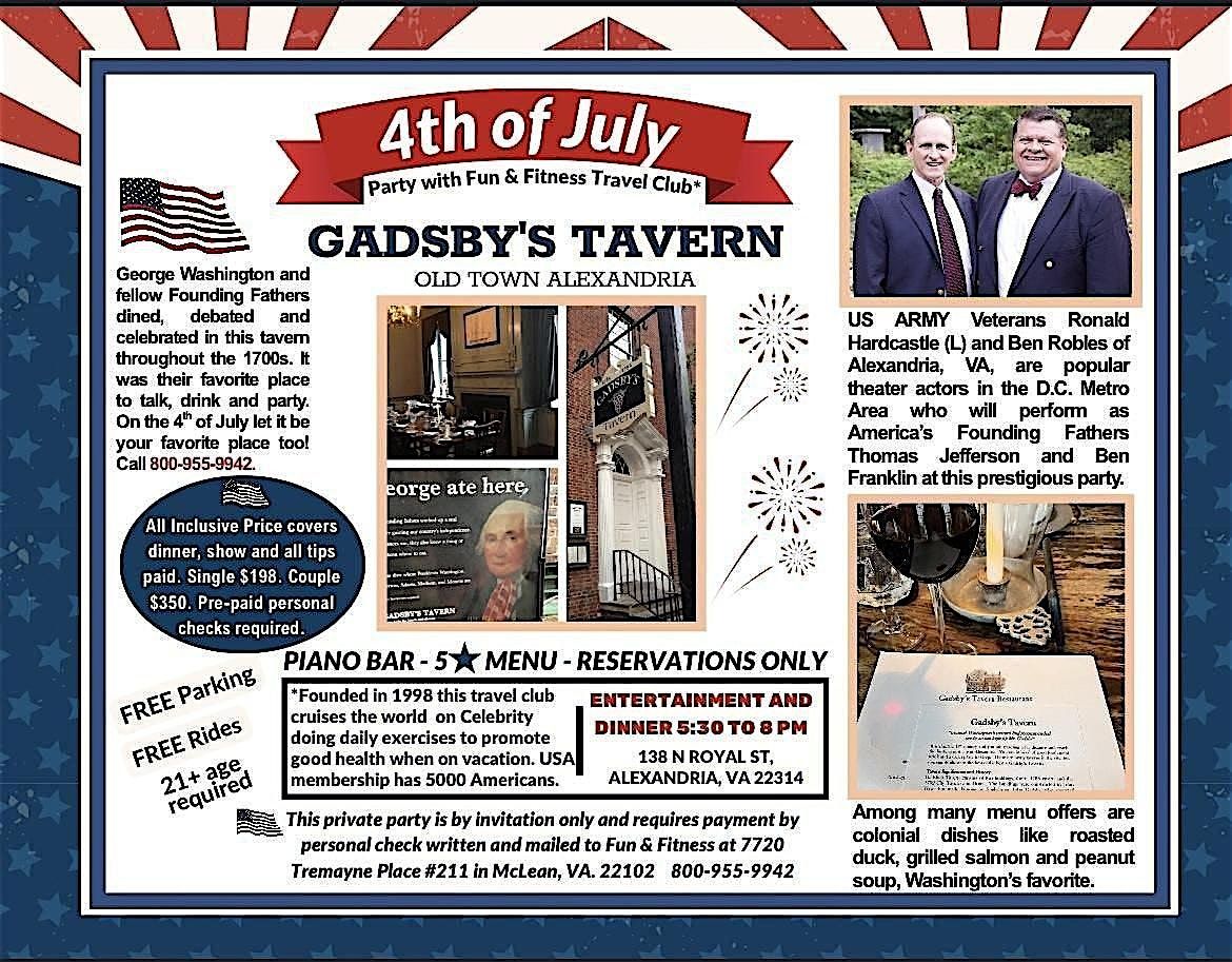 Gadsby Tavern 4th of July  dinner