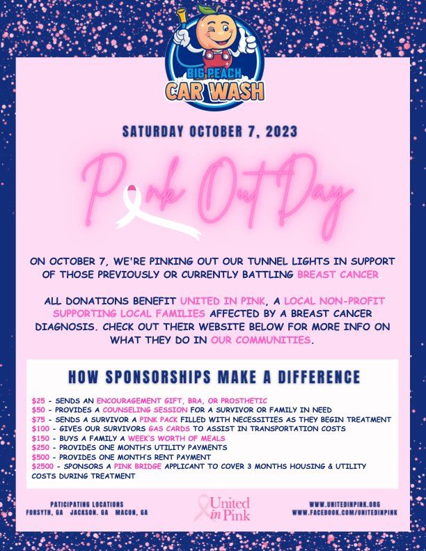 Pink Out Day, Big Peach Car Wash Forsyth, October 7 2023 AllEvents.in