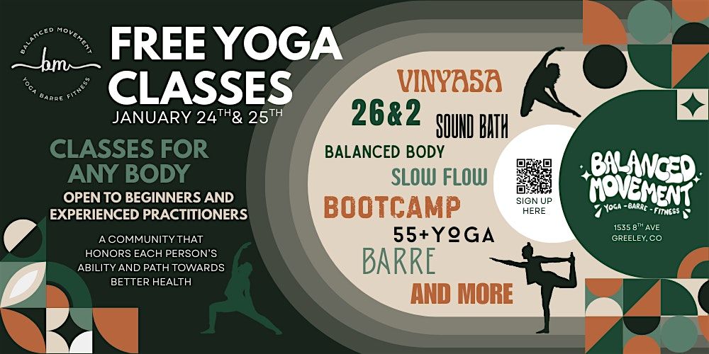 FREE CLASSES - Balanced Movement Open House Weekend, 24 January | Event in Greeley | AllEvents