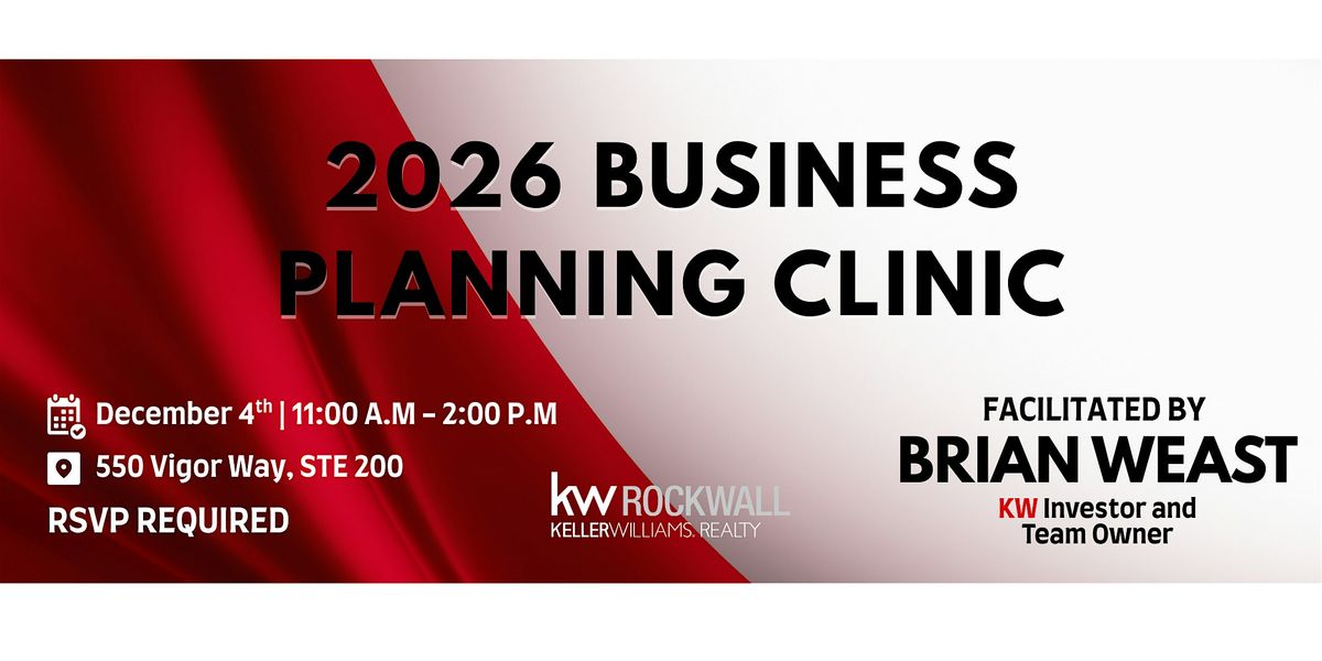 2026 Business Planning Clinic: ALL levels, 4 December | Event in Rockwall | AllEvents