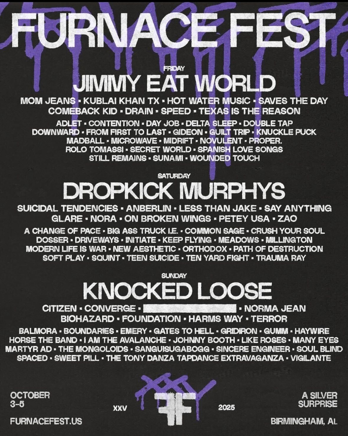 Furnace Fest: Jimmy Eat World  Dropkick Murphys & Knocked Loose - 3 Day Pass, 2 October | Event in Birmingham