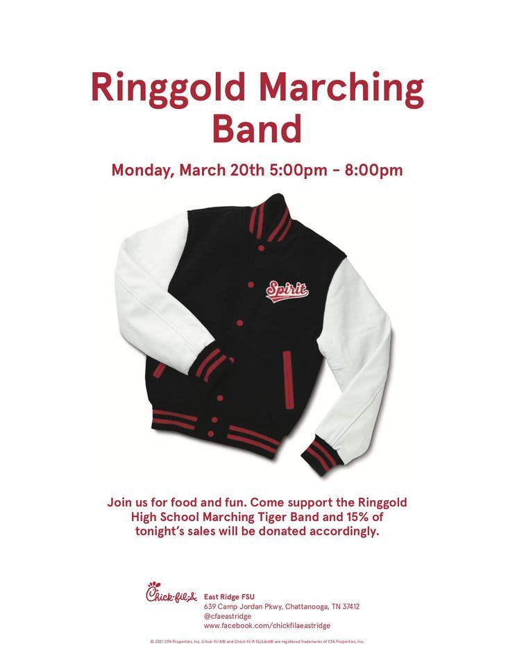 Ringgold Marching Tiger Band Spirit Night, ChickfilA East Ridge at