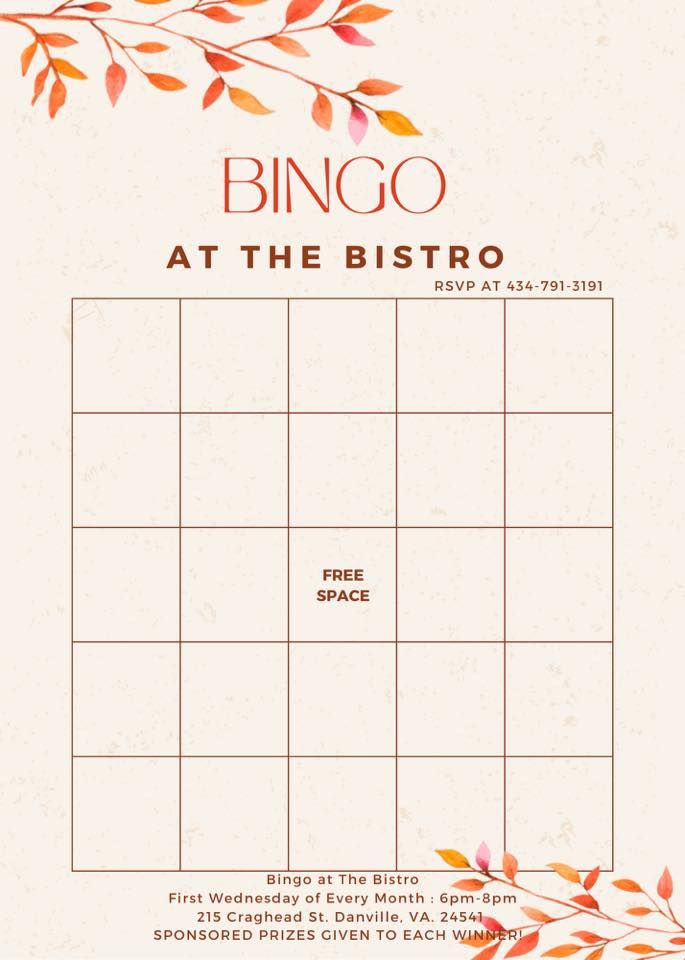 BINGO AT THE BISTRO, The Golden Leaf Bistro, Danville, January 3 2024
