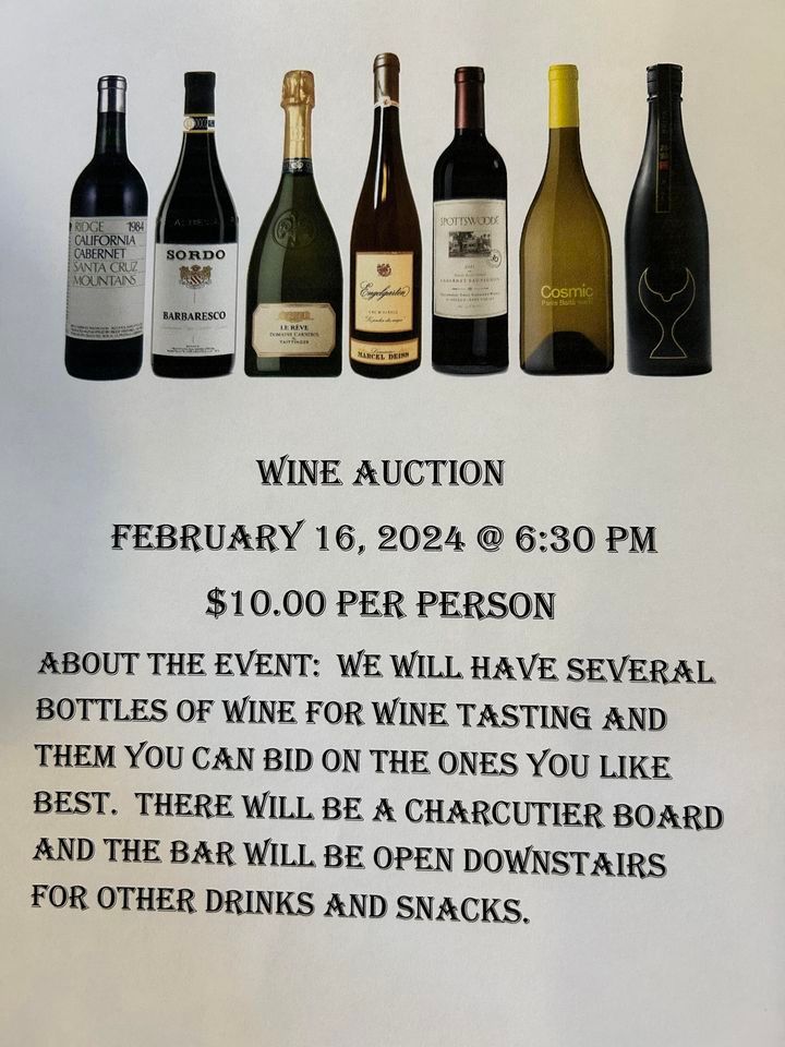 WINE AUCTION, Pine Knolls Golf Club, Knoxville, February 16 2024