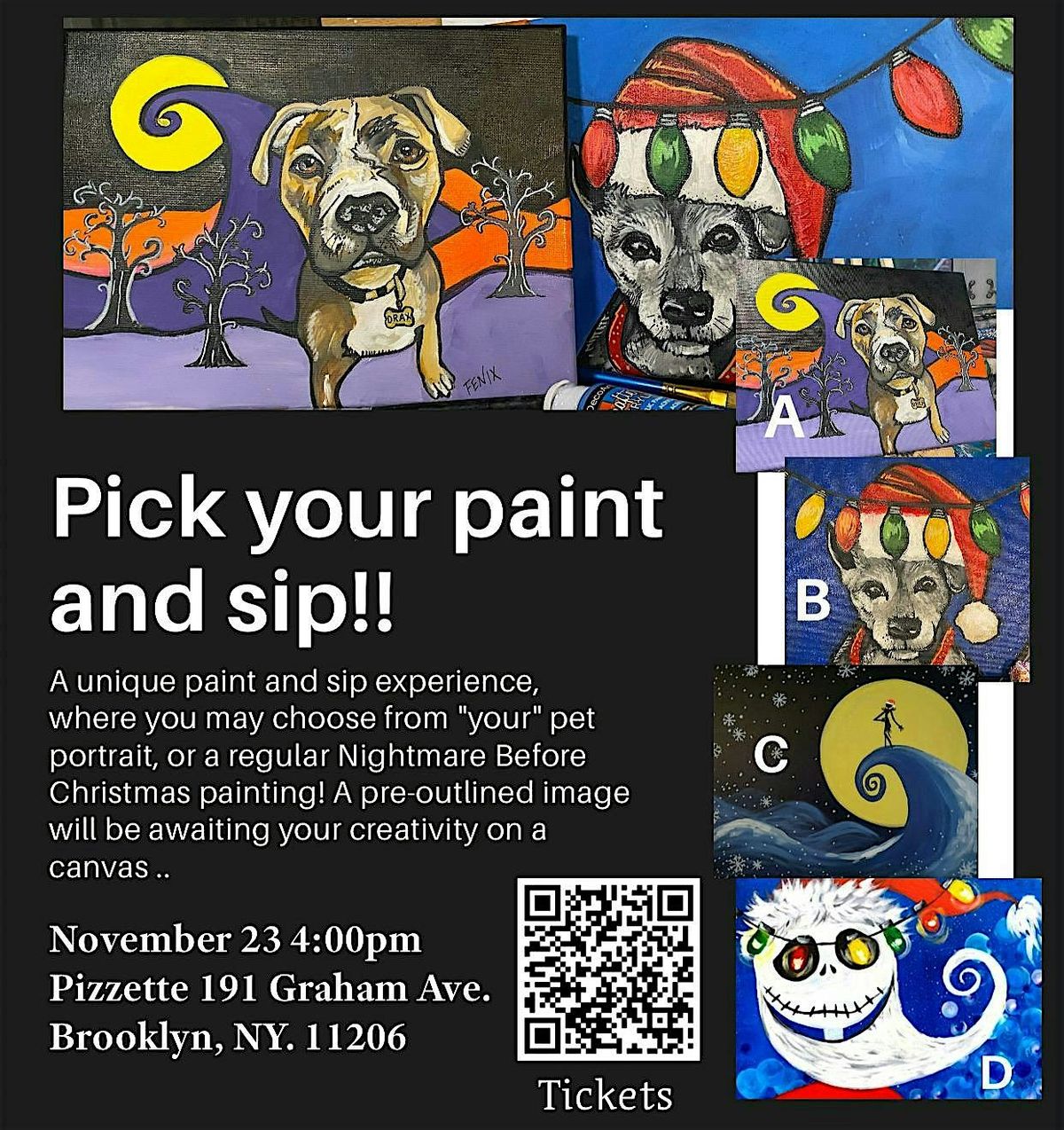 Paint and sip pet portraits and more!!, 23 November | Event in Brooklyn | AllEvents