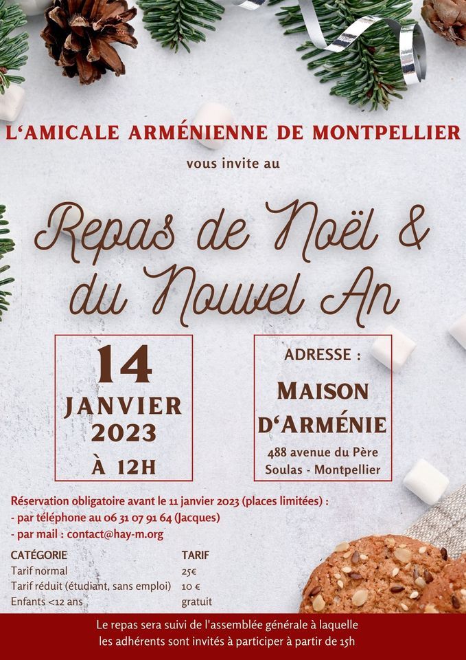 Messe de Noël suivie dun repas traditionnel arménien, Amicale