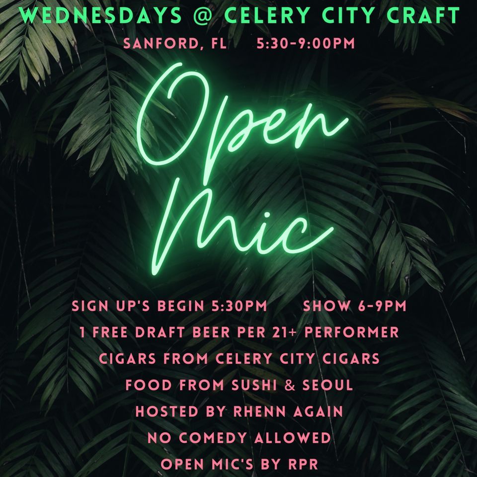 Celery Open Mic Wednesdays, Celery City Craft, Sanford, 8 June