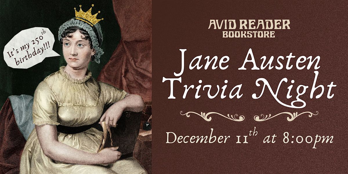 Jane Austen Trivia Night, 11 December | Event in Davis | AllEvents
