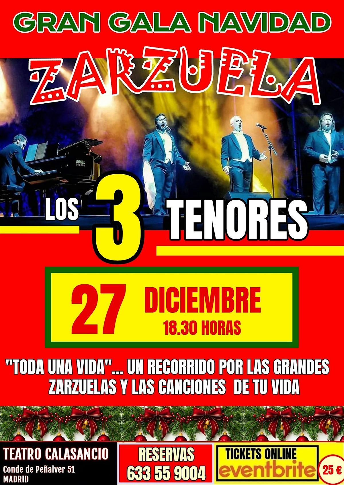 GALA NAVIDAD LOS 3 TENORES. TEATRO CALASANCIO, 27 December | Event in Madrid | AllEvents