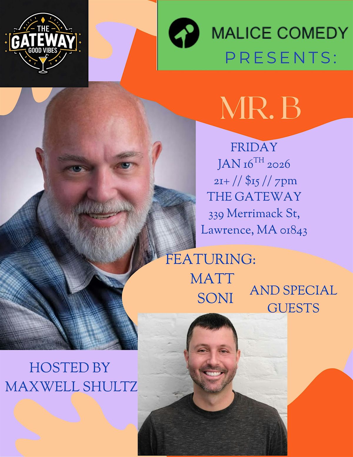 COMEDIAN, MR. B , LIVE AT THE GATEWAY, 16 January | Event in Lawrence | AllEvents