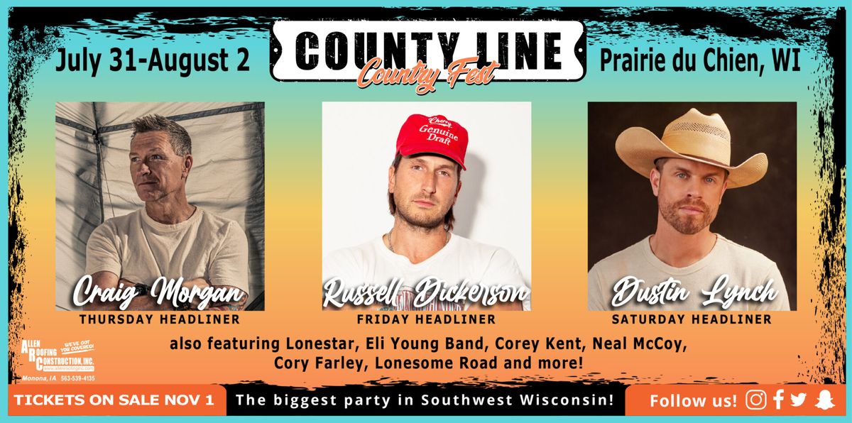 County Line Country Fest: Dustin Lynch - Saturday, 1 August | Event in Prairie Du Chien | AllEvents