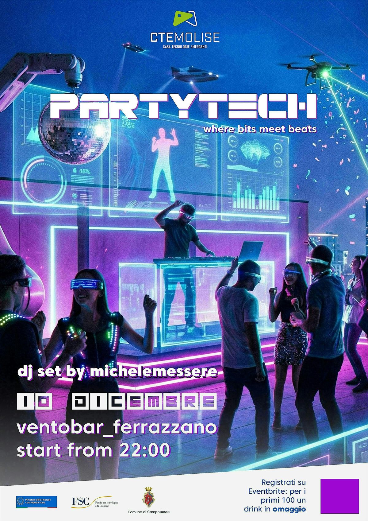 CTE Molise | Partytech _ where Bits meet Beats, 10 December | Event in Nuova Comunità | AllEvents