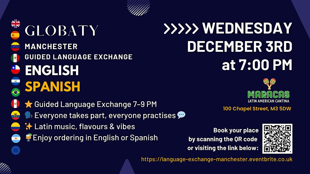 Manchester Guided English – Spanish Language Exchange, 3 December | Event in Salford | AllEvents