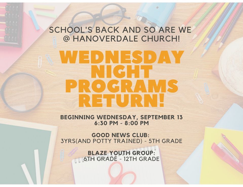 Wednesday Night Programs Return!, 577 Hershey Rd, Hummelstown, PA 17036