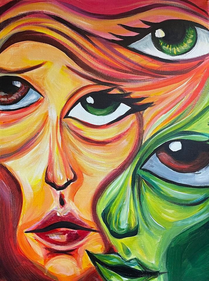 Auckland Paint and Wine Night Abstract Faces, Good Mission Bay