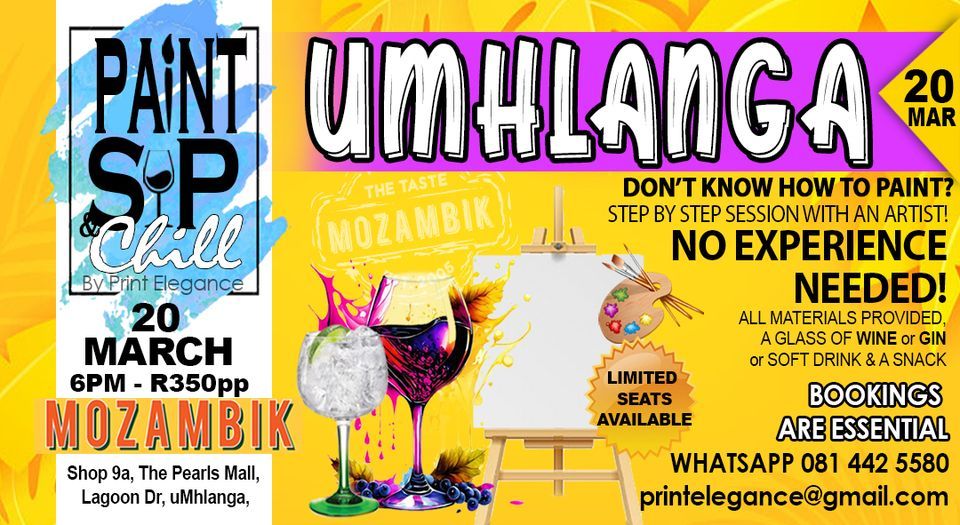 PAINT, SIP & CHILL Umhlanga 20 MAR, The Pearls Mall, Umhlanga, 20