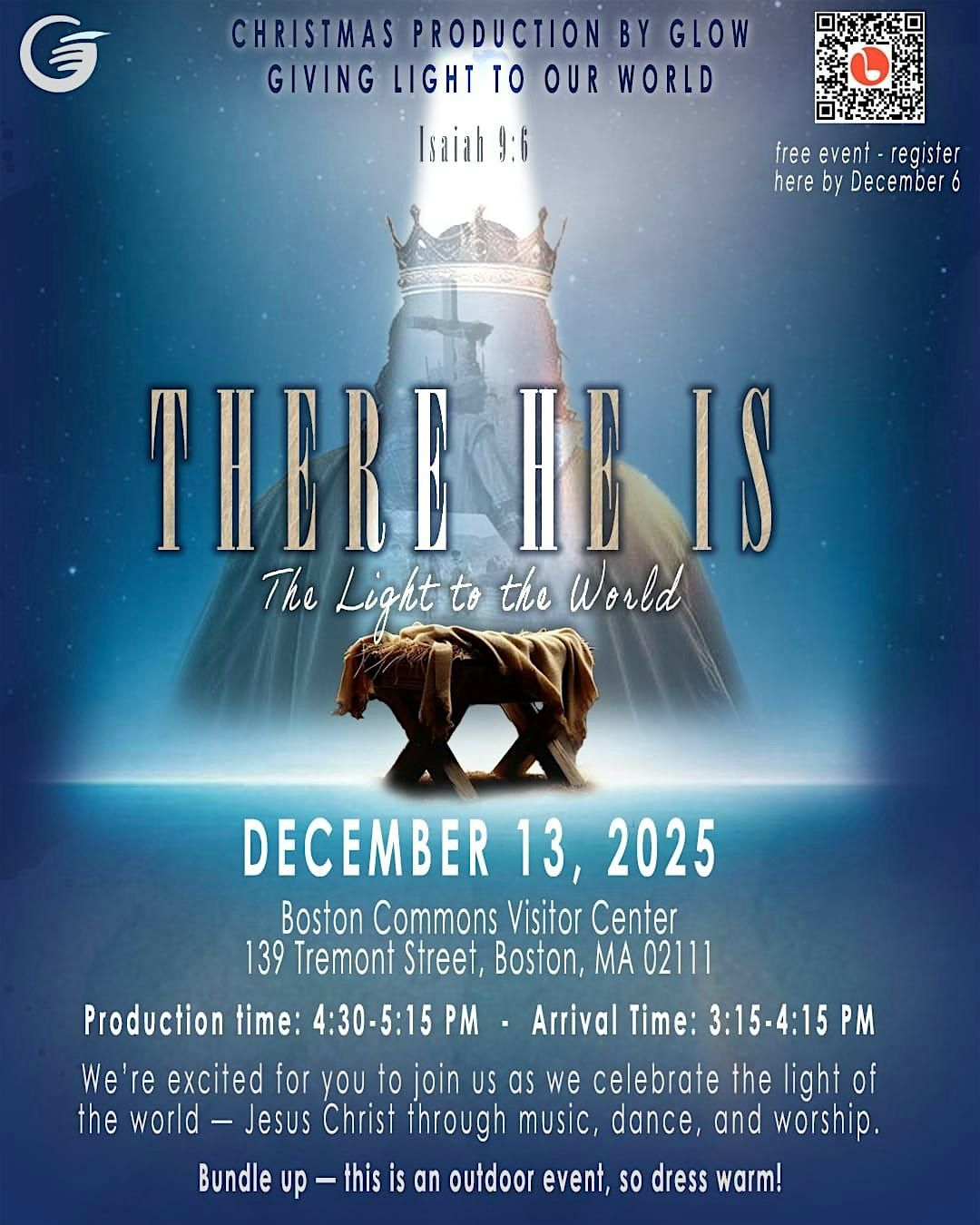 THERE HE IS: The light to the world, Isaiah 9:6, 13 December | Event in Boston | AllEvents
