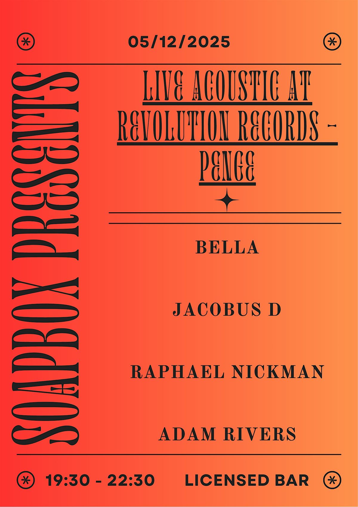 SOAPBOX PRESENTS: Live Acoustic at Revolution Records - Penge, 5 December | Event in London | AllEvents
