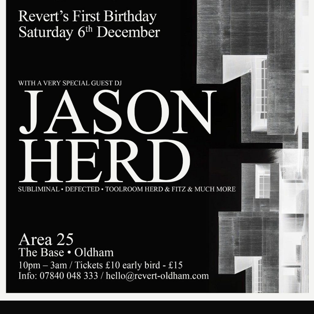 Reverts 1st Birthday with Jason Herd, 6 December | Event in Oldham | AllEvents