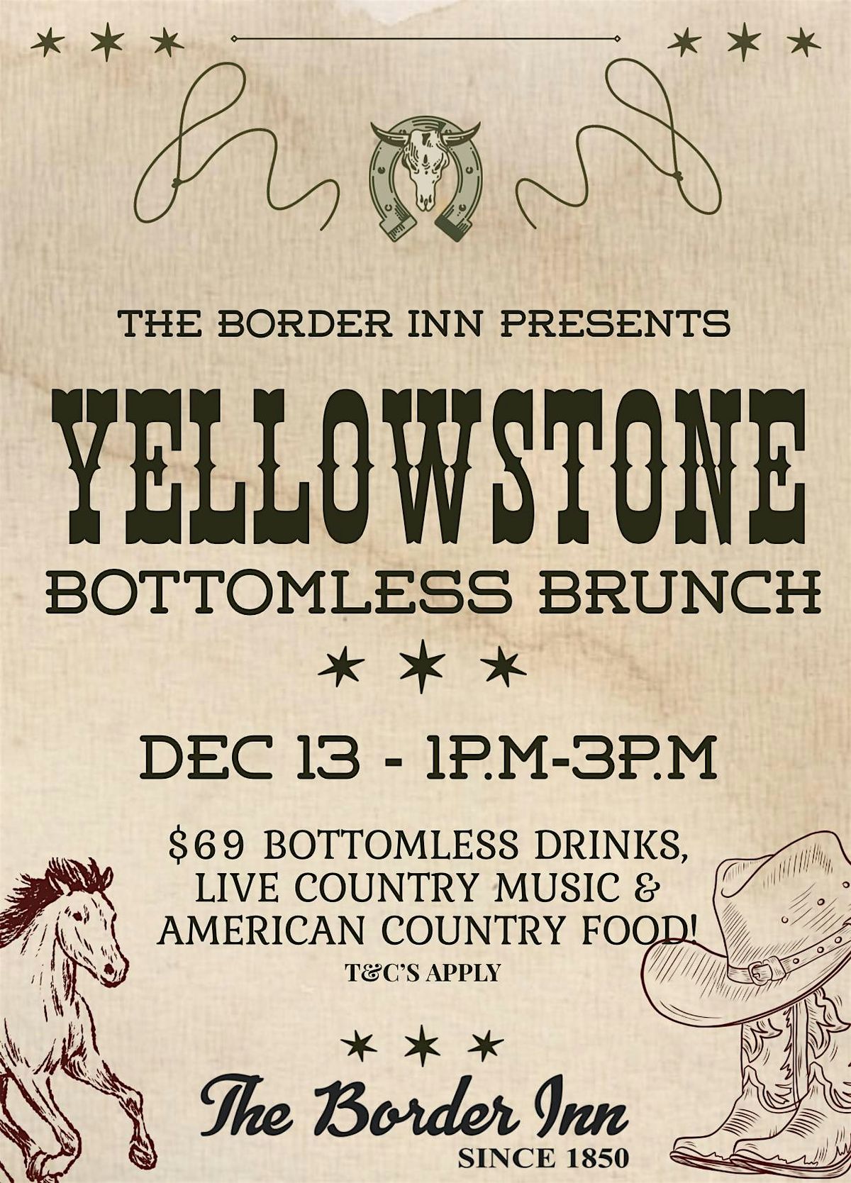 YELLOWSTONE BOTTOMLESS BRUNCH AT THE BORDER INN BACCHUS MARSH, 13 December | Event in Bacchus Marsh | AllEvents