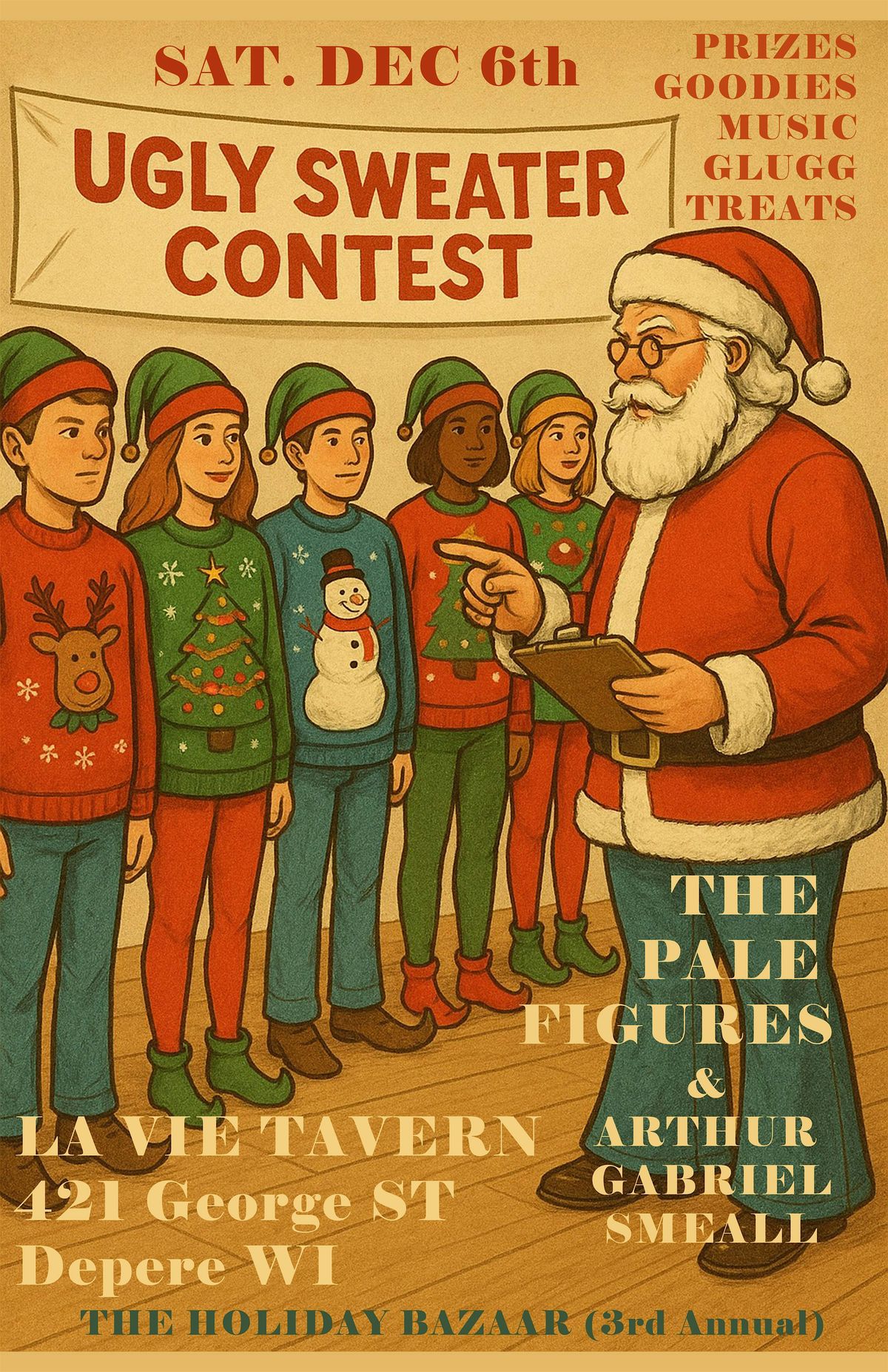 UGLY SWEATER CONTEST - THE PALE FIGURES - HOLIDAY BAZAAR, 6 December | Event in De Pere | AllEvents