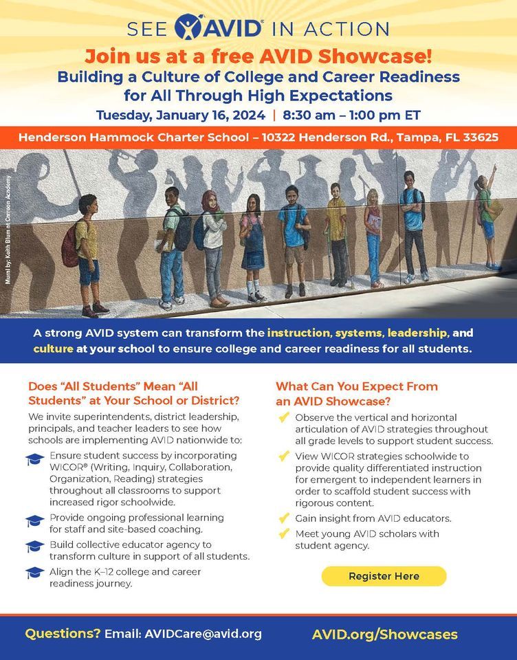 Free AVID in Action Showcase, Henderson Hammock Charter School, Tampa