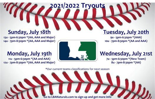 2021 2022 Lba Naturals Baseball Tryouts Naturals Sports Complex Schriever July 18 2021 Allevents In Naturals Baseball Schedule 2022