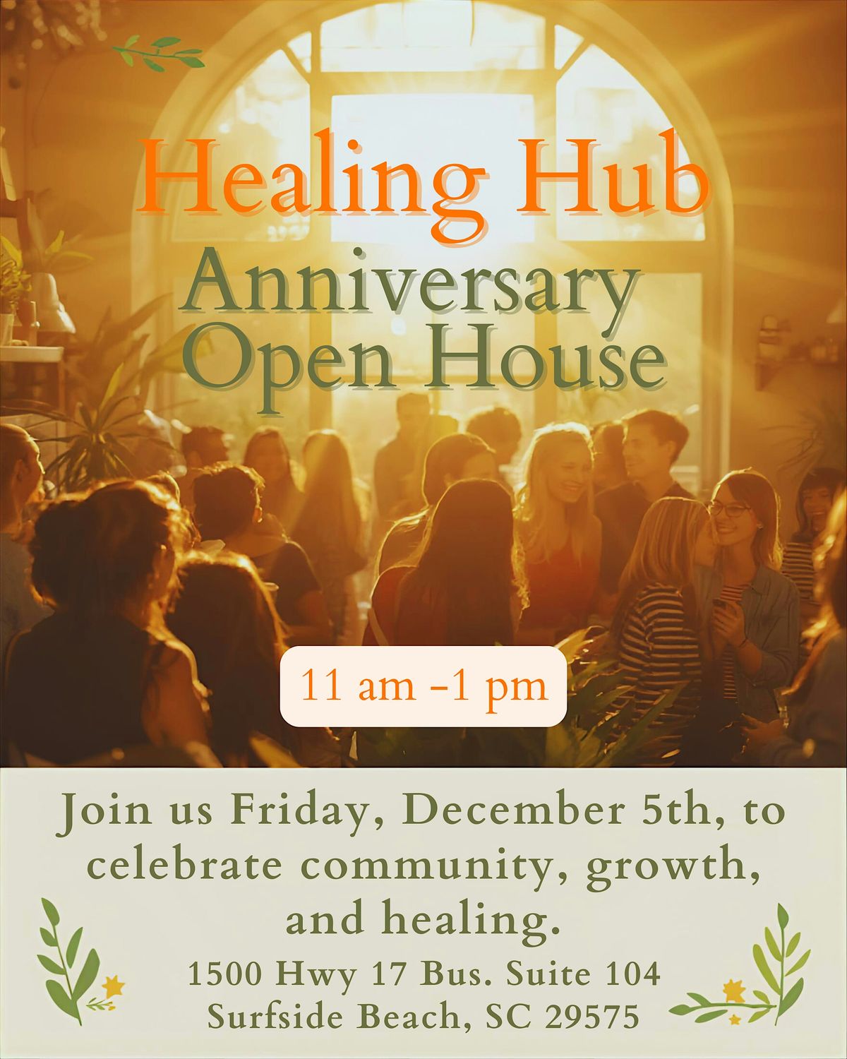 Healing Hub - Anniversary Open House, 5 December | Event in Surfside Beach | AllEvents
