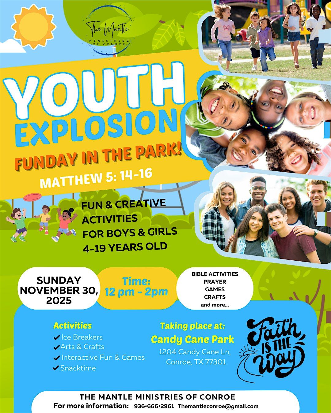 Youth Explosion: Funday in the Park, 14 December | Event in Conroe | AllEvents