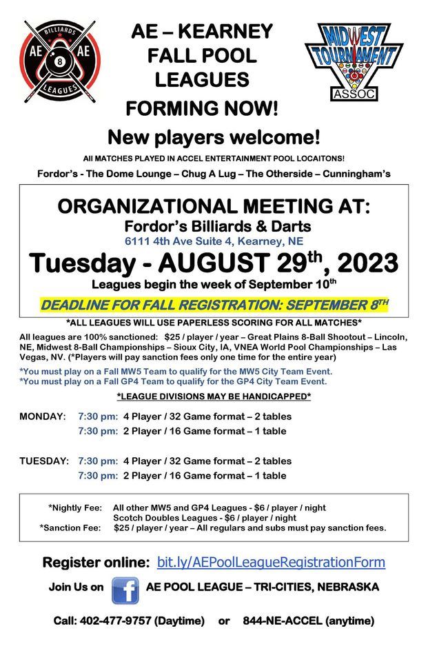 AEKearney Pool League Organizational Meeting, Fordor's Billiards