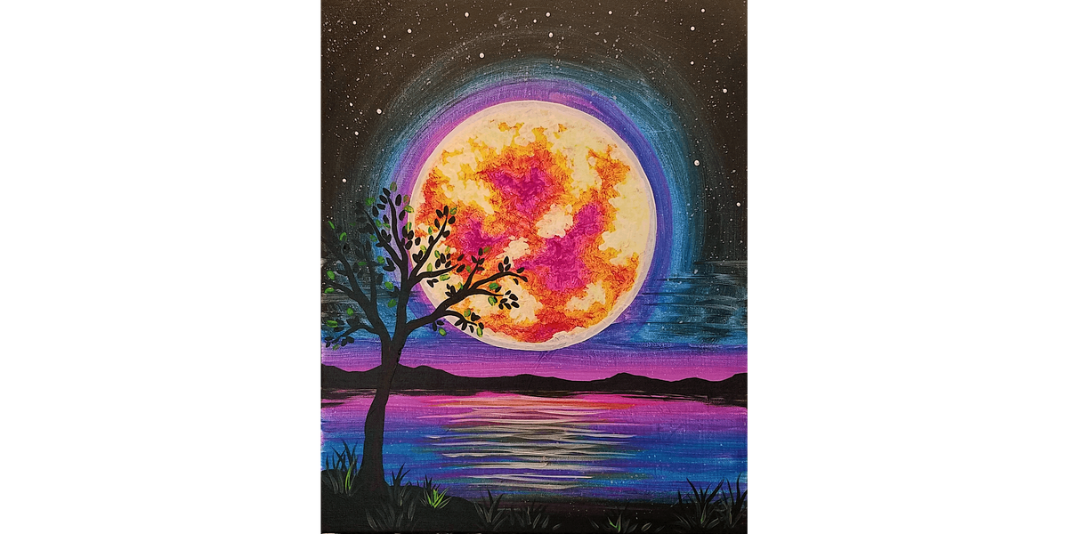 Neon Glowing Moon - Paint and Sip in Houston | Classpop!™, 4 December | Event in Katy | AllEvents