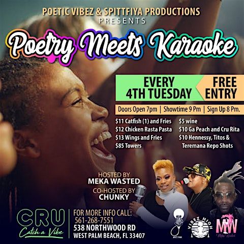 High Vibez & Spittfiya Productions Poetry meets Karaoke, 30 December | Event in West Palm  Beach | AllEvents