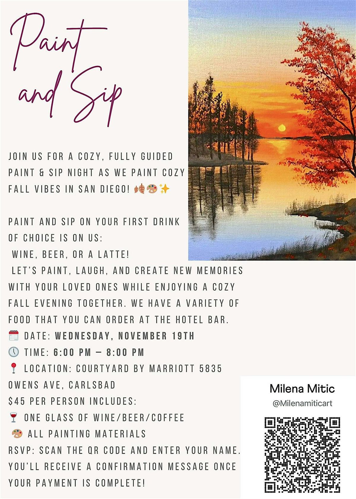 Fall Paint and Sip, 19 November | Event in Carlsbad | AllEvents