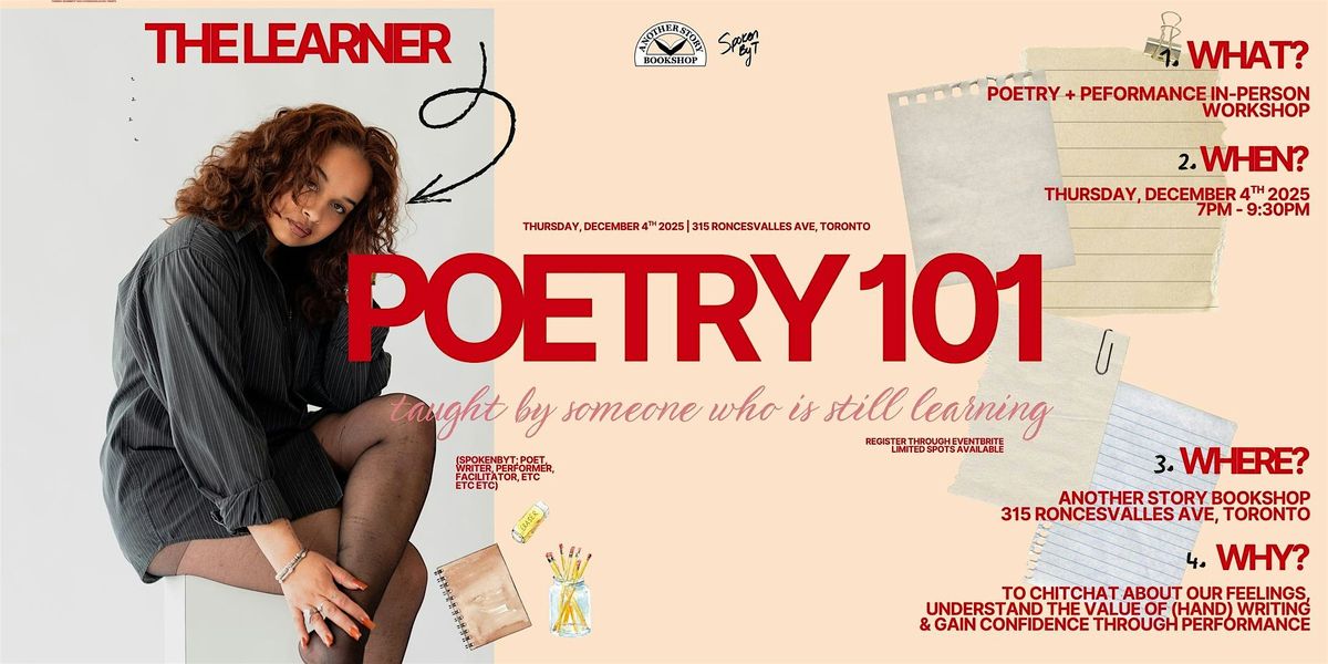 Poetry 101 with SpokenbyT, 4 December | Event in Toronto | AllEvents
