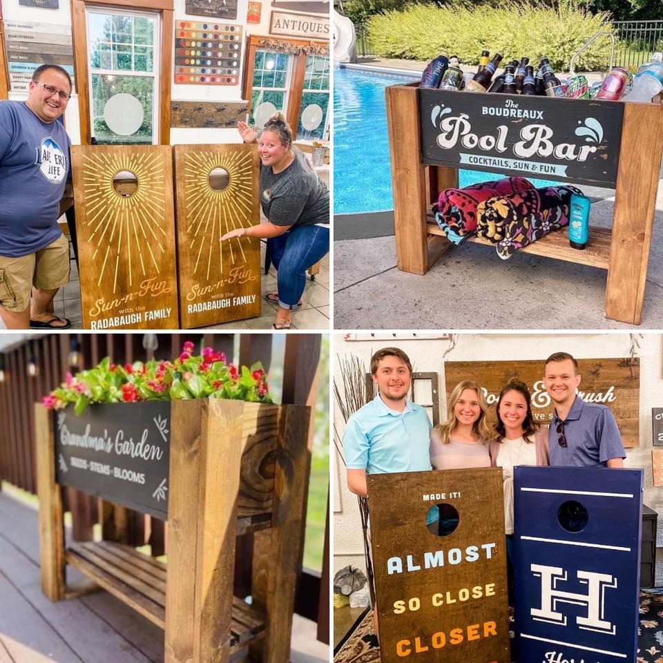 DIY Cornhole & Raised Planters, Board & Brush Gettysburg, PA, 2 April