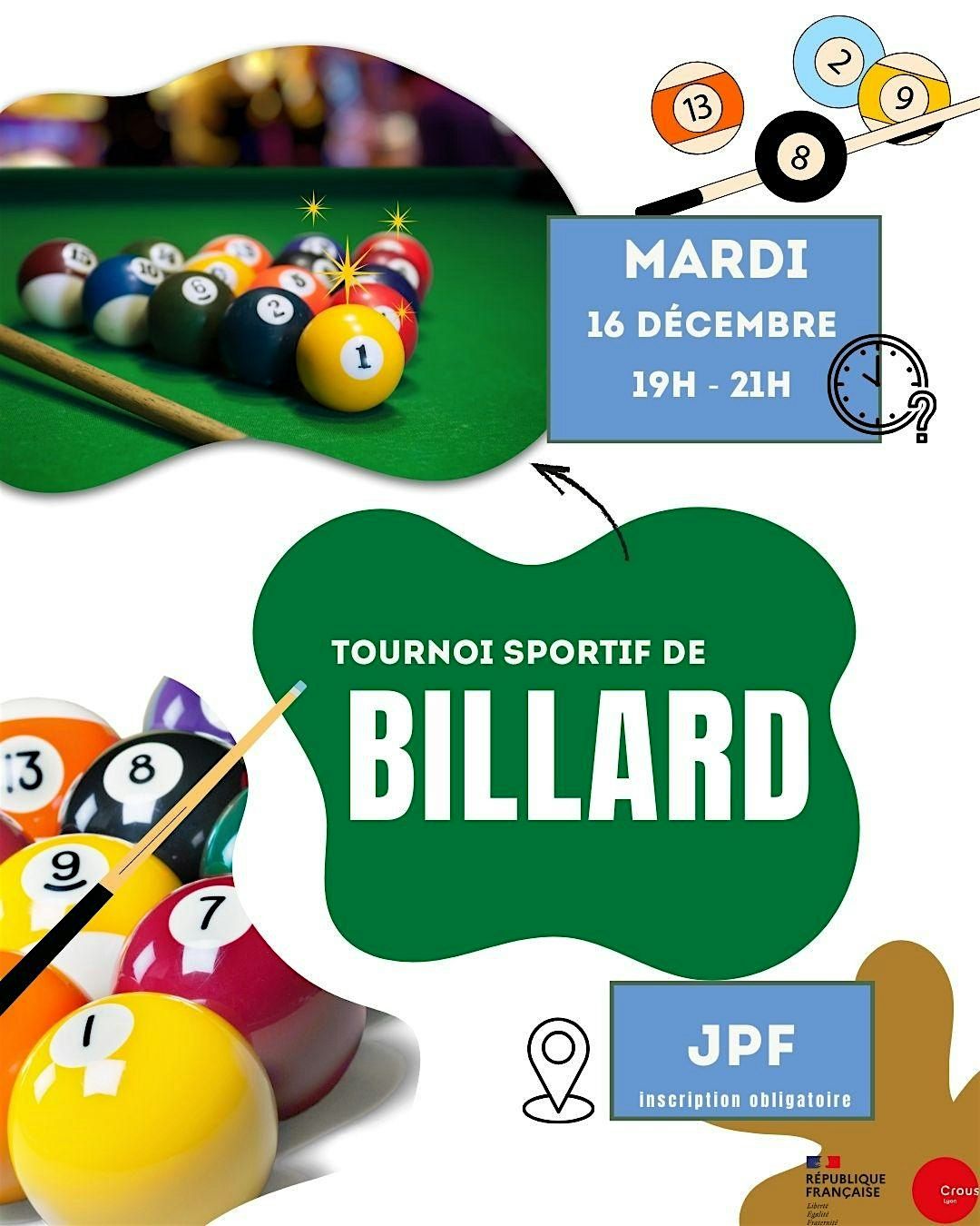 Tournoi de billard, 16 December | Event in Lyon | AllEvents