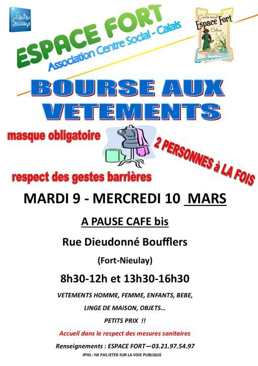 Bourse Aux Vetements Centre Social Espace Fort Calais March 10 21 Allevents In