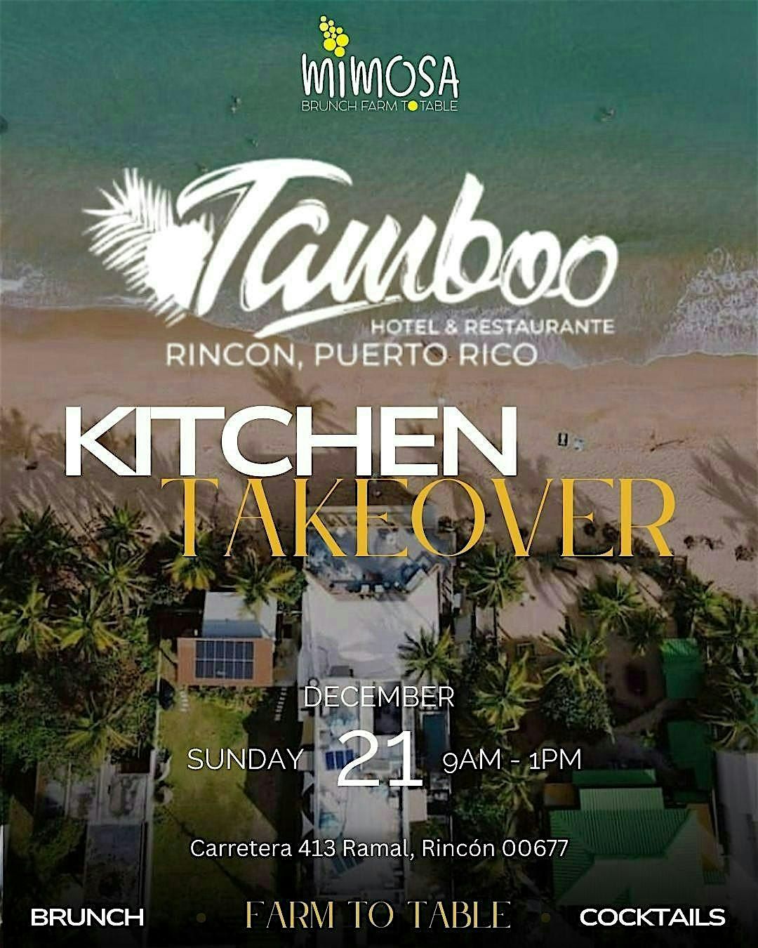 TAMBOO- Mimosa Kitchen Takeover, 21 December | Event in Rincon | AllEvents