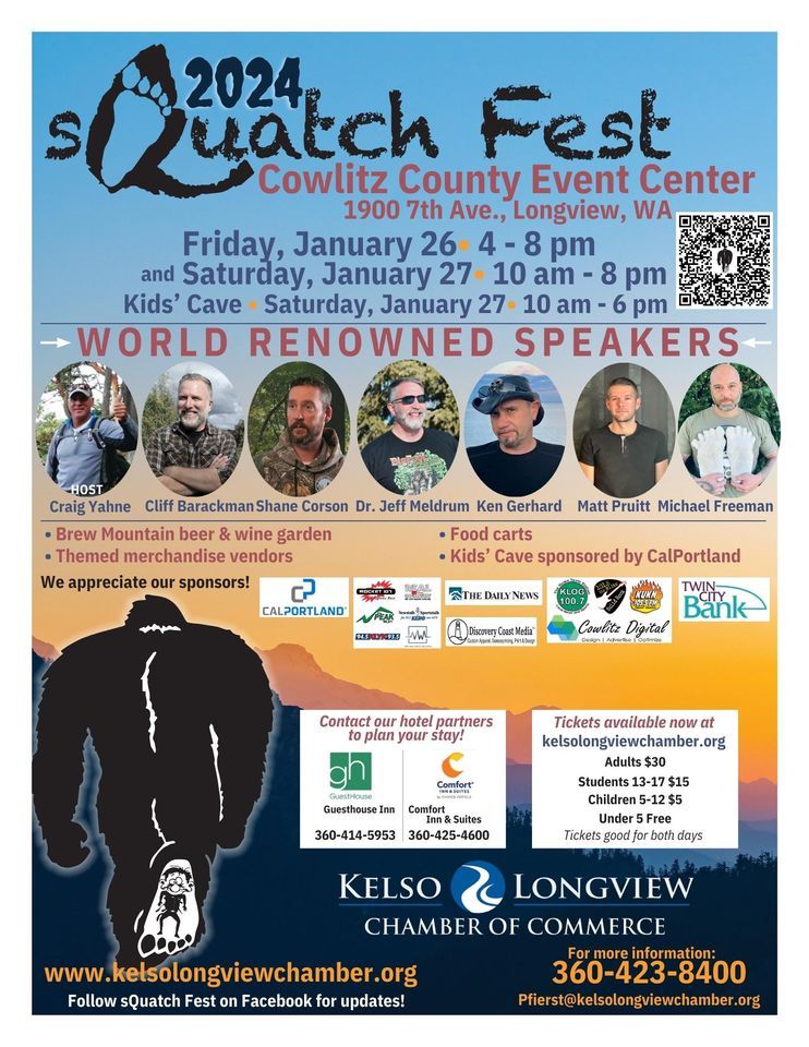 sQuatch Fest, Cowlitz County Event Center, Carrolls, January 26 to