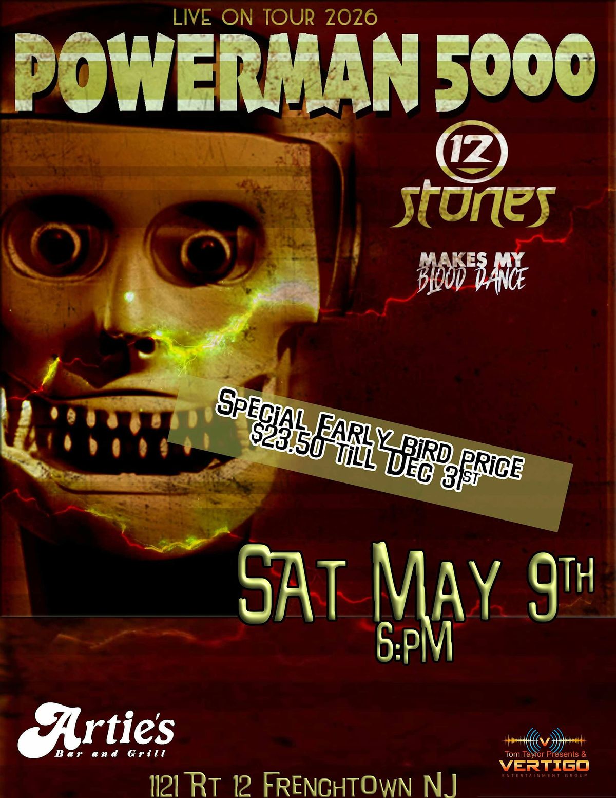 POWERMAN 5000 - 12 STONES and more at ARTIES, 9 May | Event in Frenchtown | AllEvents