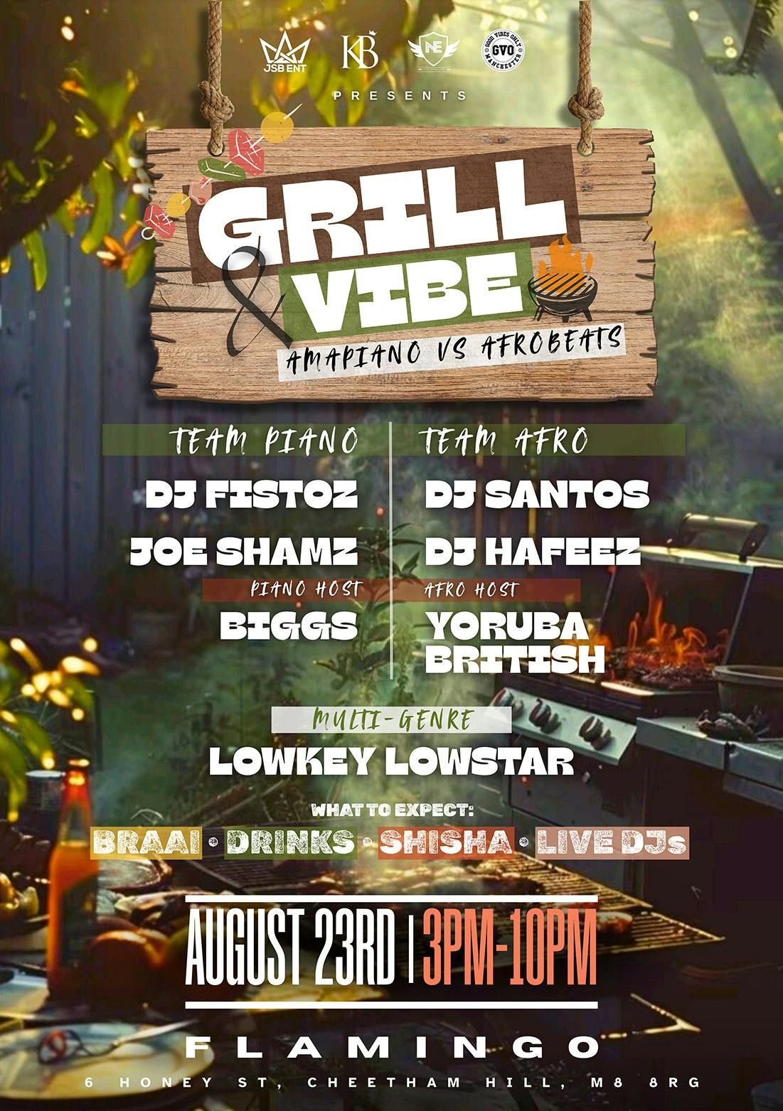 GRILL &amp; VIBE - Amapiano Vs Afrobeats, 23 August | Event in Manchester | AllEvents