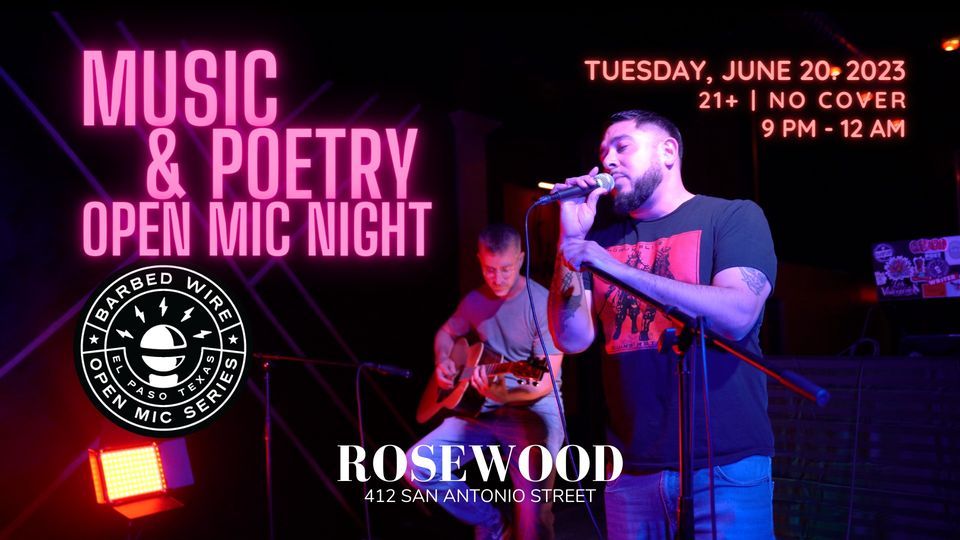 Music & Poetry Open Mic Night at Rosewood (6/20), RoseWood Bar, El Paso