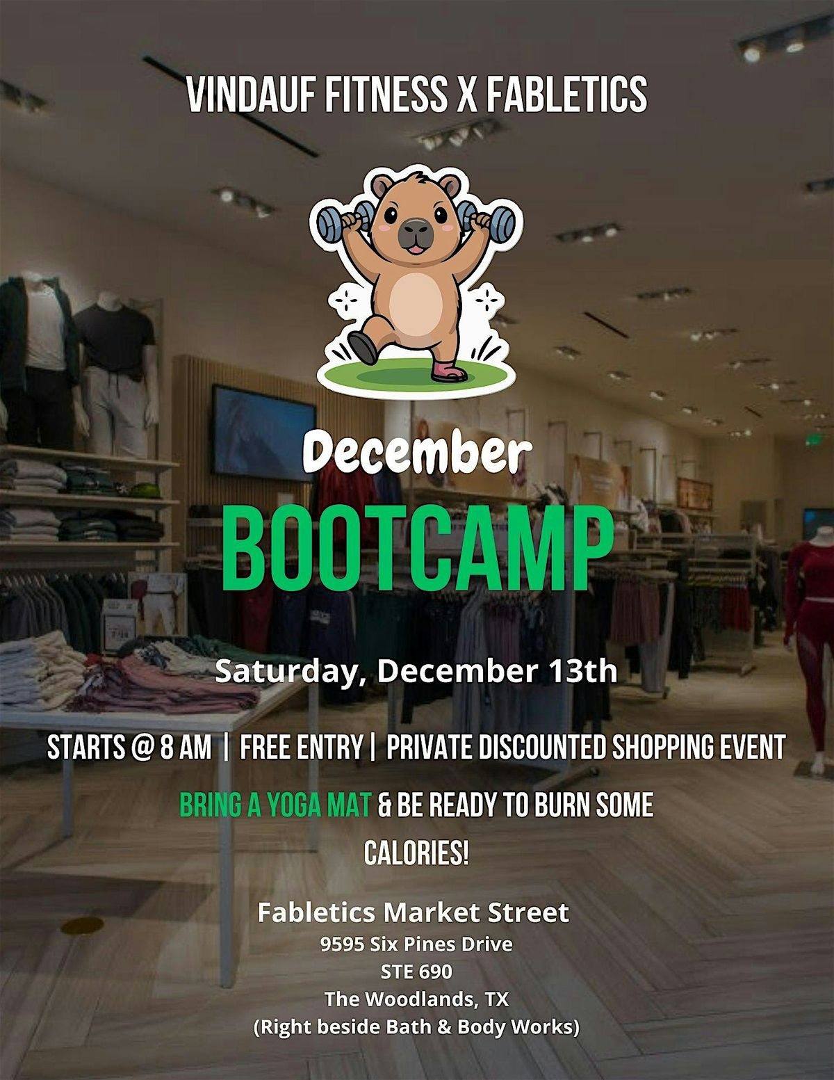 Fabletics x Vindauf Fitness : Indoor Bootcamp, Fabletics, The Woodlands ...