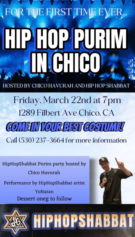 Chico Spring Break HipHopShabbat Purim Party, 1289 Filbert Avenue, Chico, CA, 22 March ...