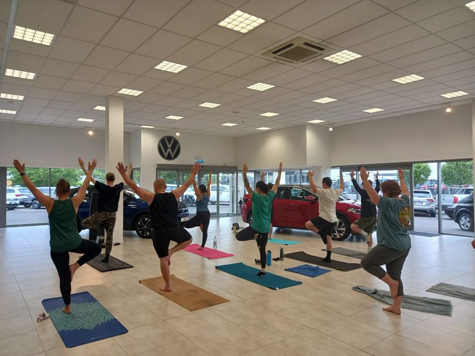 Yoga in the Showroom, Robertson Prestige, Palmerston North, January 10