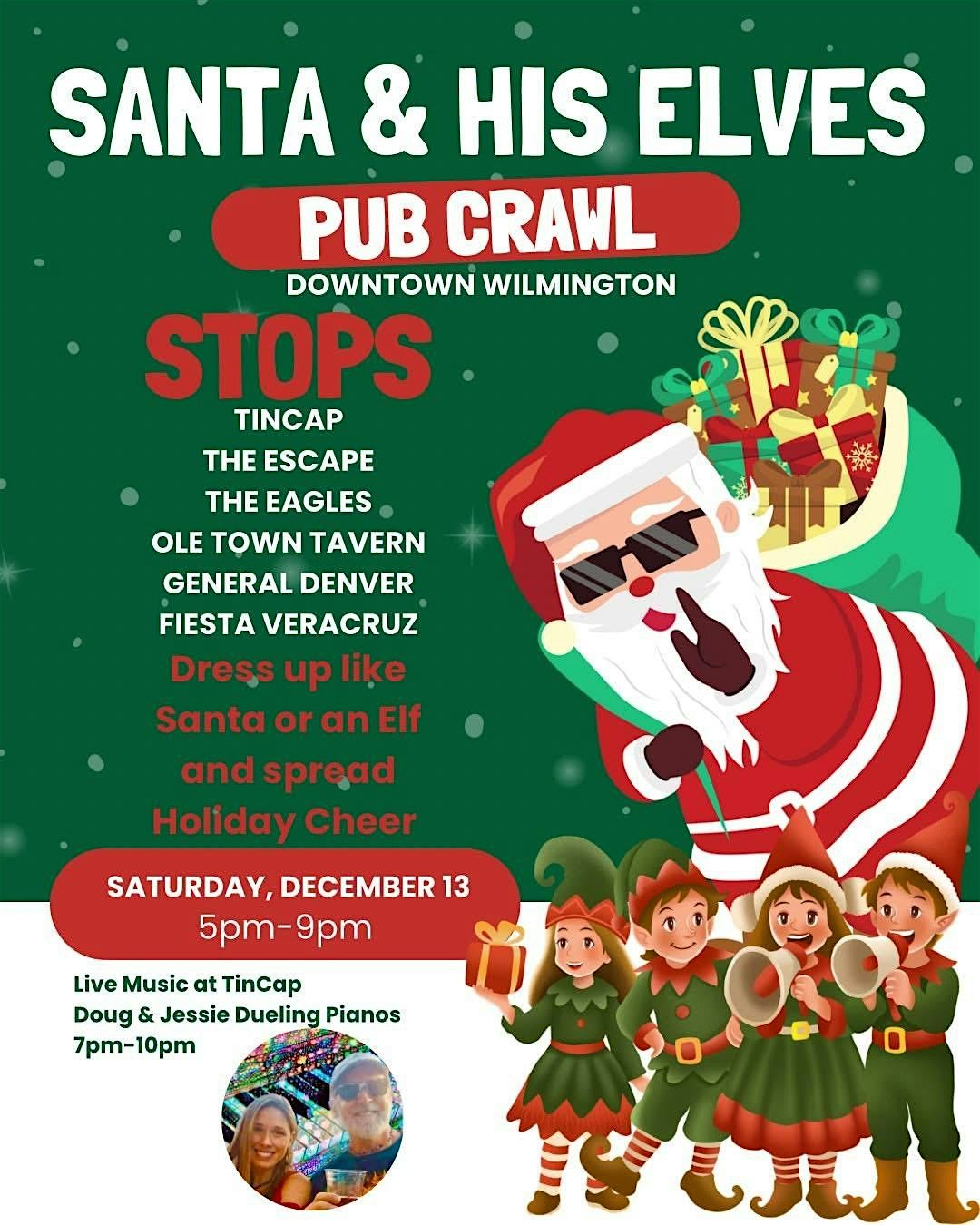 Downtown Christmas Pub Crawl and Dueling pianos @ TinCap!, 13 December | Event in Wilmington | AllEvents