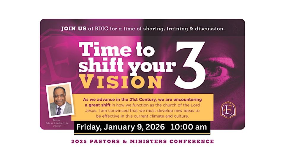 BDIC | Time To Shift Your Vision Pastors and Ministers Conference 3, 9 January | Event in Wyncote | AllEvents