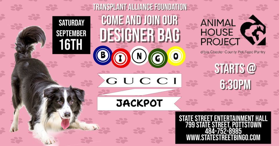 Designer Bag Bingo supporting Animal House Project, State Street