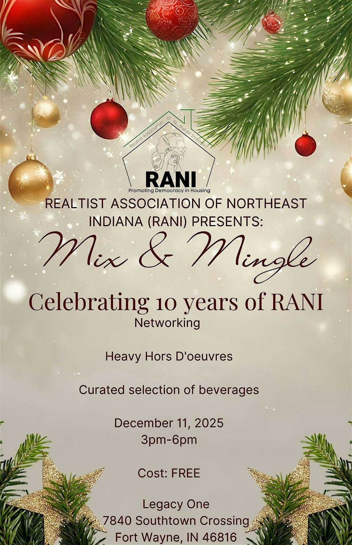 RANI Mix and Mingle, 11 December | Event in Fort Wayne | AllEvents