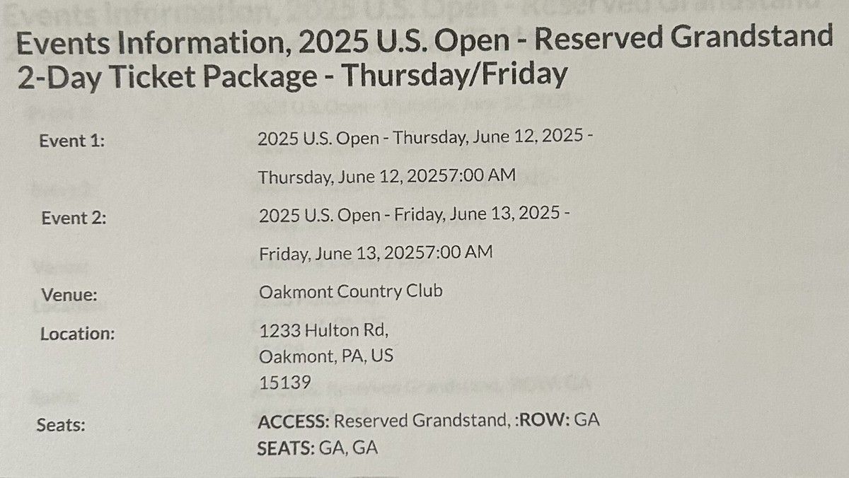 2026 U.S. Open - 13th Hole Reserved Grandstand Ticket Package (Thu-Sun), 18 June | Event in Southampton | AllEvents